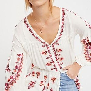 Free People ivory Arianna embroidered tunic Med